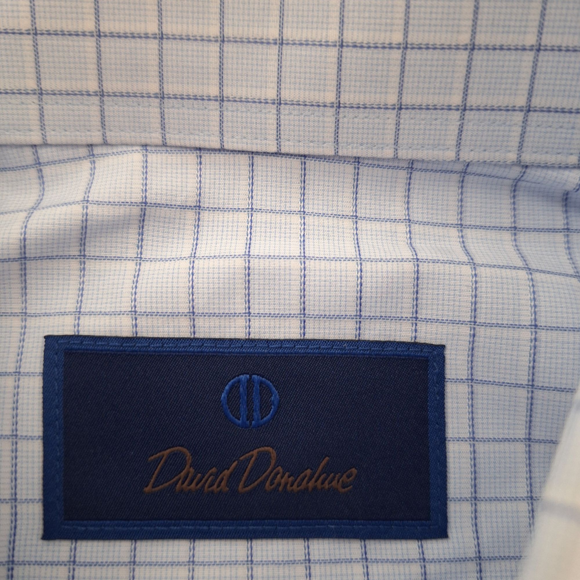 David Donahue David Donahue Dress Shirt Blue White Micro Check Luxury Prep Size US L / EU 52-54 / 3 - 4 Thumbnail
