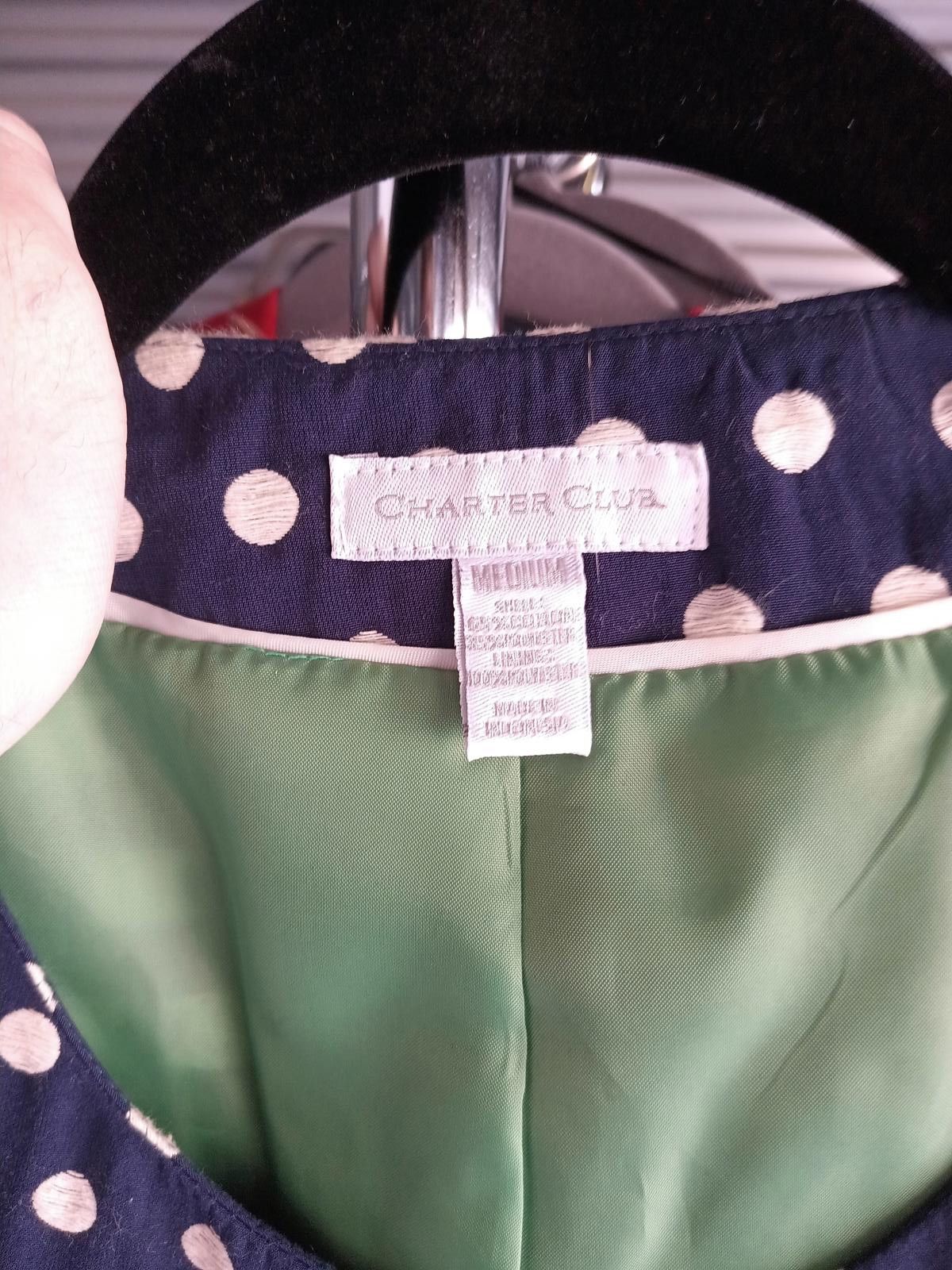 Charter Club Charter Club Women's Navy Polka Dot Blazer - Size Medium Size M / US 6-8 / IT 42-44 - 3 Thumbnail