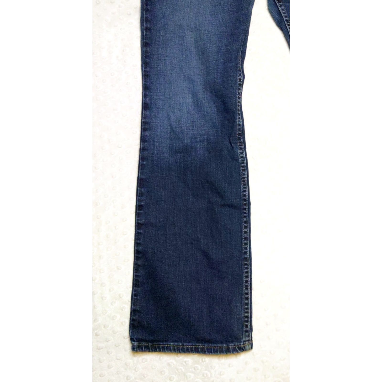 Harley Davidson Harley-Davidson Jeans Boots Cut Embellished Mid-Rise 12 Women Dark Blue 34x32 Denim 5-Pocket USA Vintage Theme Mens Womens boys Girls Size 34" / US 12 / IT 48 - 3 Thumbnail