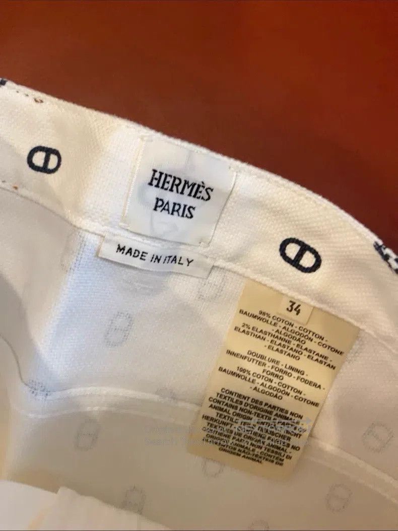 Hermes Hermes White Denim Pig Nose Printed Skirt Size 42" / US 20 - 3 Thumbnail