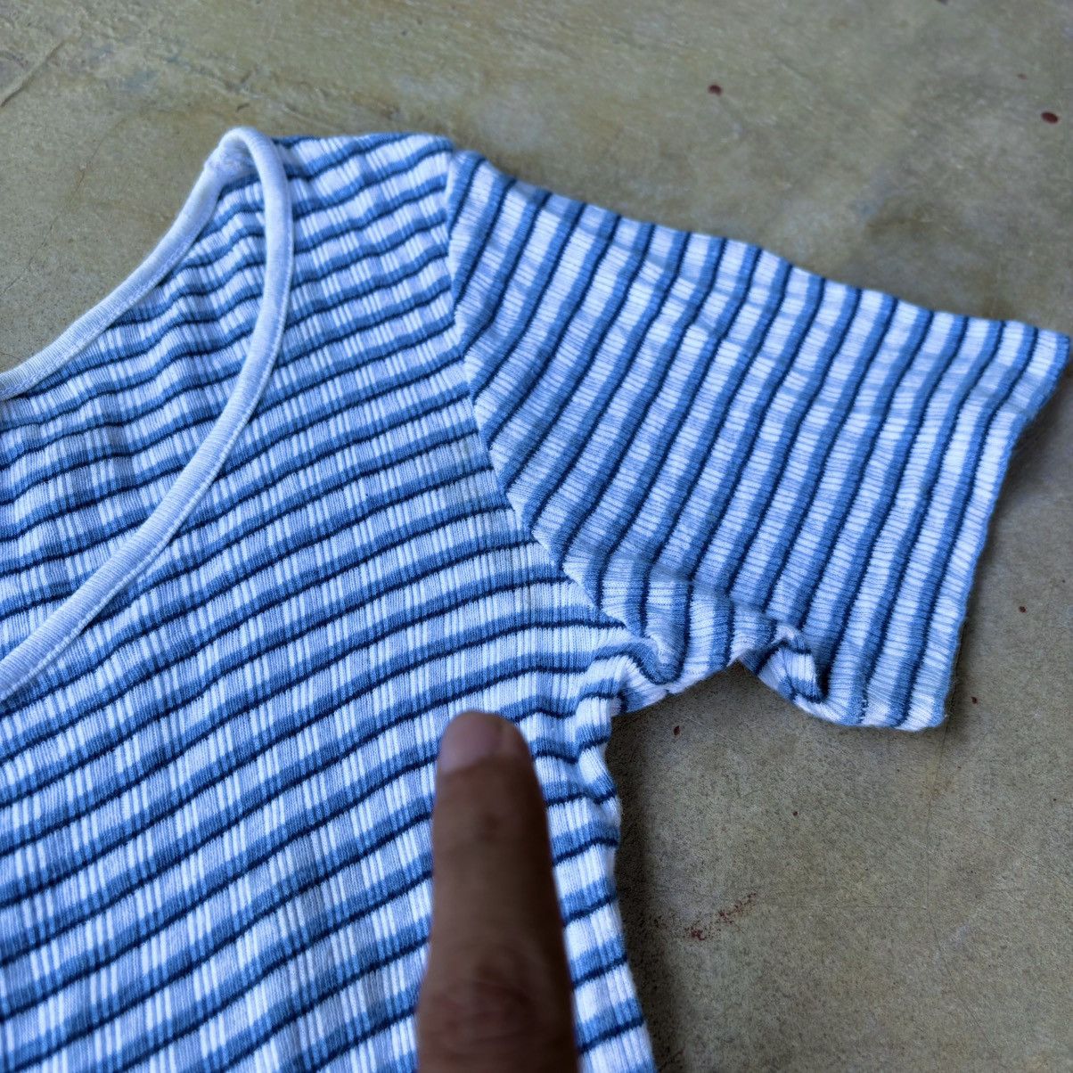 Issey Miyake Vintage Issey miyake sports blue striped short sleeve women Size XXS / US 00 / IT 34 - 4 Thumbnail