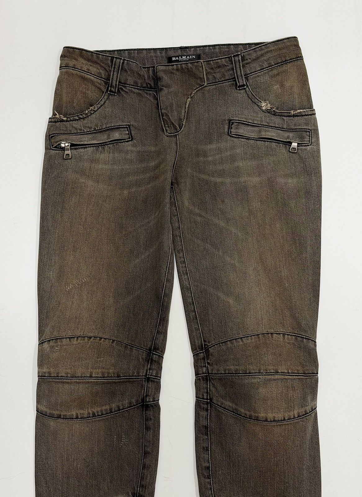 Balmain BALMAIN Decarnin SS 2010 Oil Stained Runway Biker Zip Jeans Size US 28 / EU 44 - 1 Thumbnail