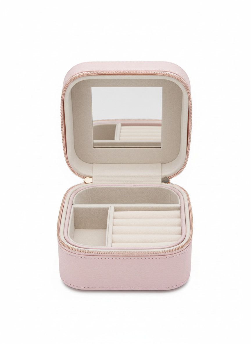 Anonymous Club Anko Pale Pink Faux Leather Travel Jewelry Box Organizer with Zipper Size ONE SIZE - 1 Thumbnail