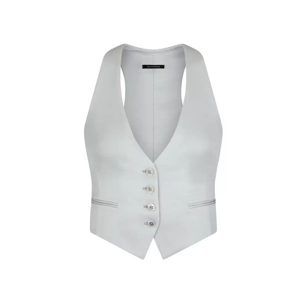 Tom Ford o1loc1c0925 WA0030 Lustrous Barathea Waistcoat in Grey Size M / US 6-8 / IT 42-44 - 1 Thumbnail