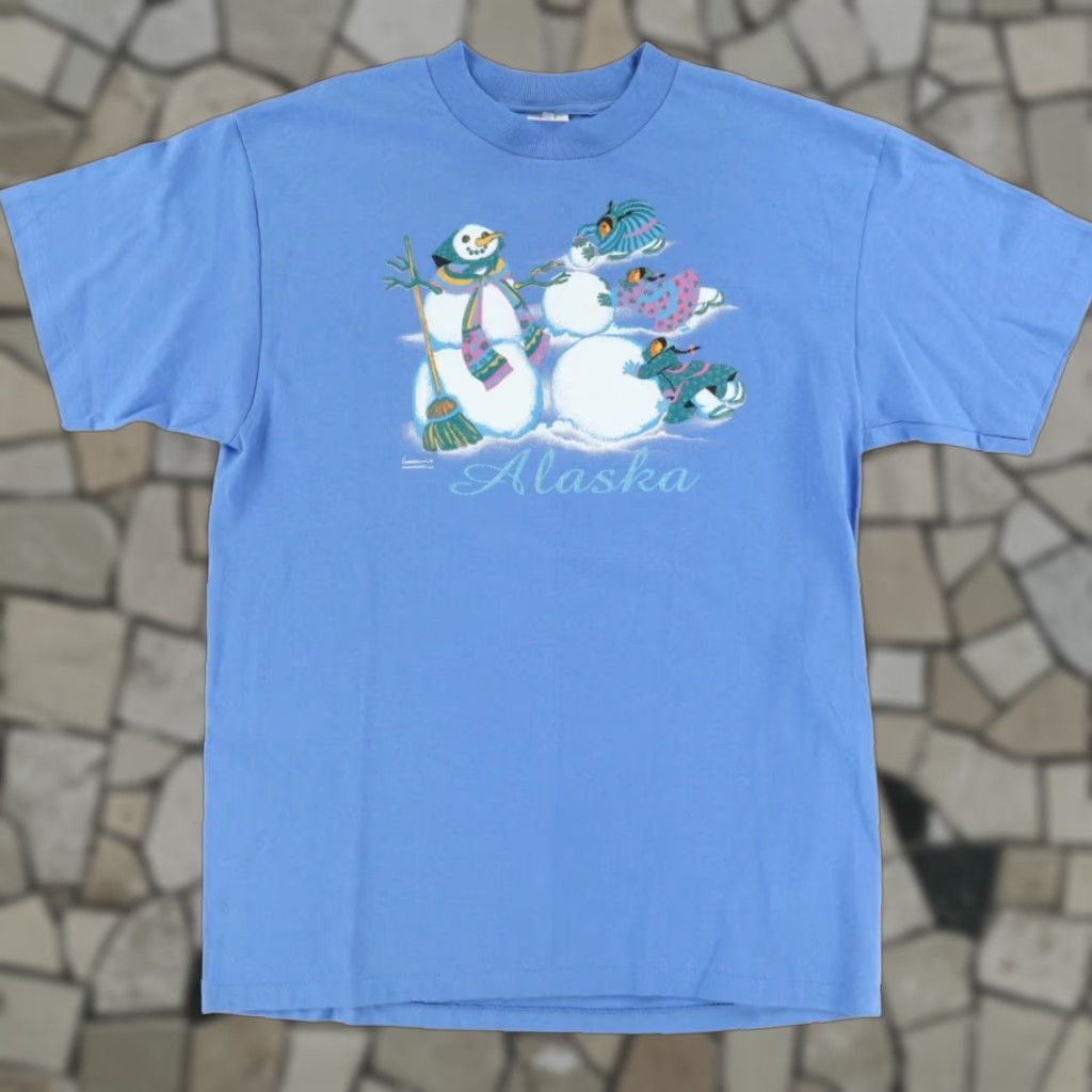 Anvil VINTAGE Anvil Shirt Alaska Snowman VTG Blue Men's L T-Shirt Size US L / EU 52-54 / 3 - 1 Thumbnail
