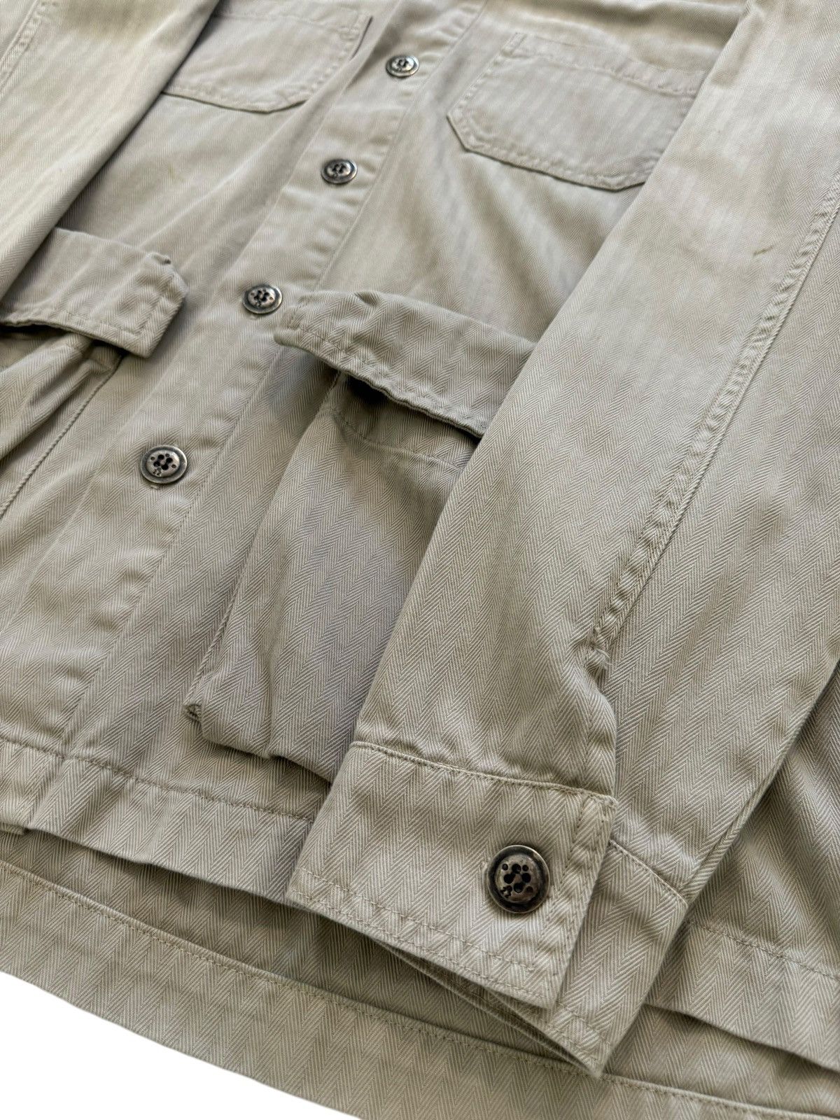 Greg Lauren Herringbone Silk Work Cargo Jacket Size US L / EU 52-54 / 3 - 6 Thumbnail