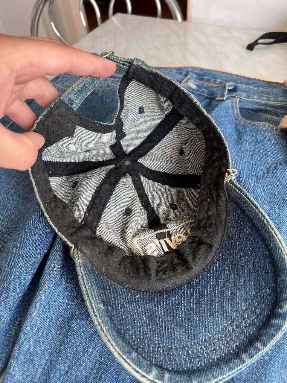 Vintage Vintage 90s US Style Denim Levis Washed Cap Size ONE SIZE - 7 Thumbnail