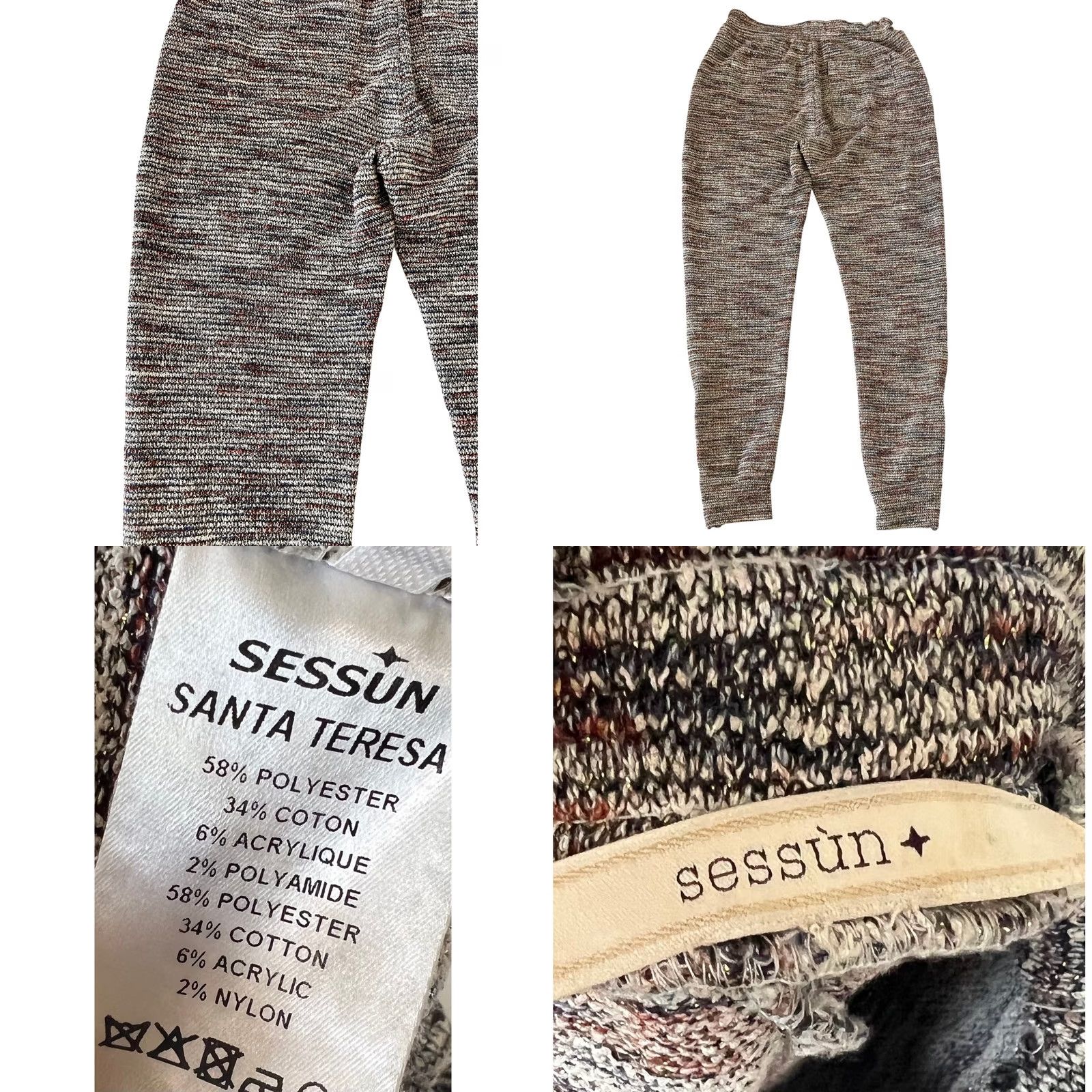 Vintage Sessun Pants Santa Theresa Joggers Zipper Ankle Pockets Space Dye Knit Sz S (36) Womens Jogger Pants Size 28" / US 6 / IT 42 - 8 Thumbnail
