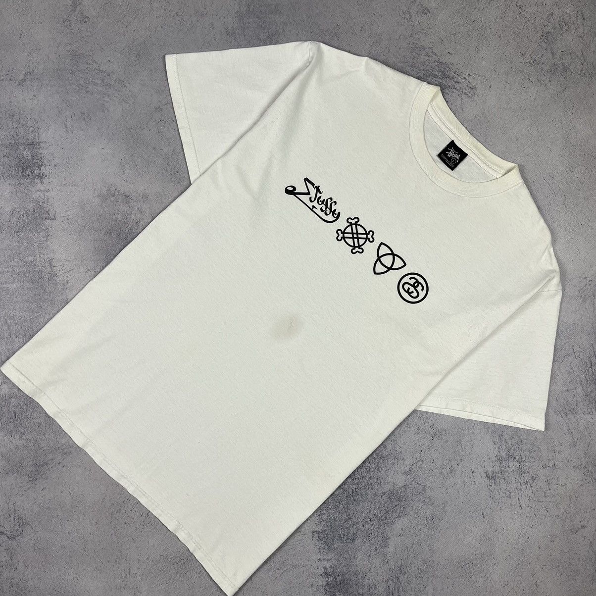 Pre-owned Stussy X Vintage Stussy Big Logo Graphic Tee 90's In White