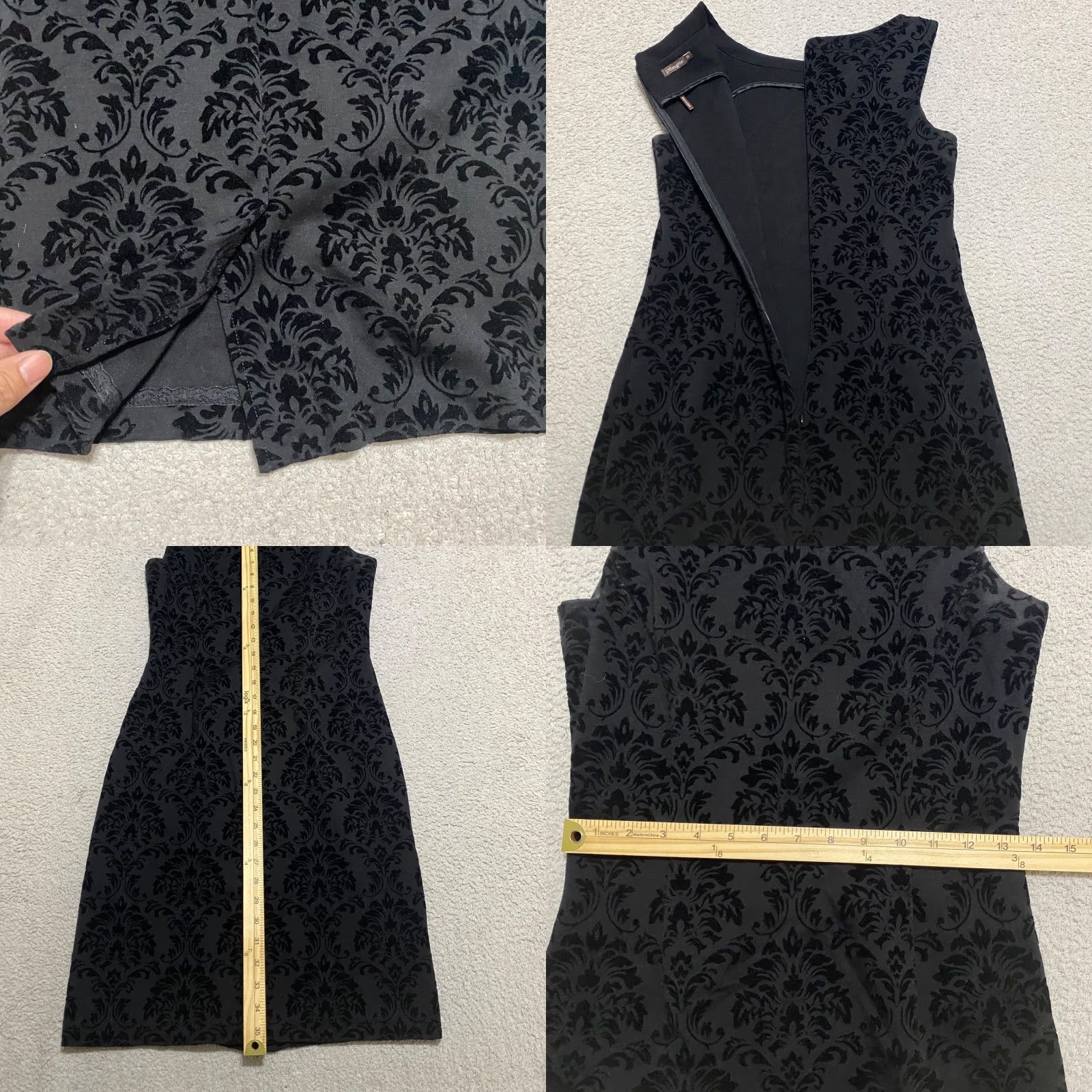 J.McLaughlin J. McLaughlin Womens XS Dress Geometric Black Velvet Burnout Sheath Sleeveless Size XS / US 0-2 / IT 36-38 - 8 Thumbnail