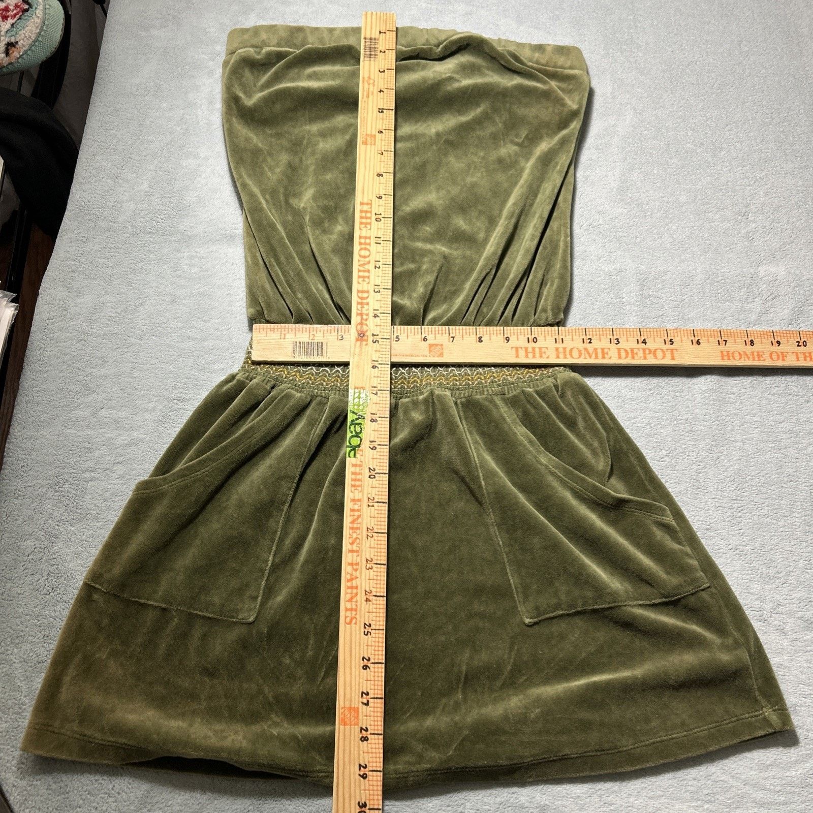 Mossimo Peplum Top Velour Dress Skirt One Piece Womens Medium Green Size 22" - 12 Thumbnail