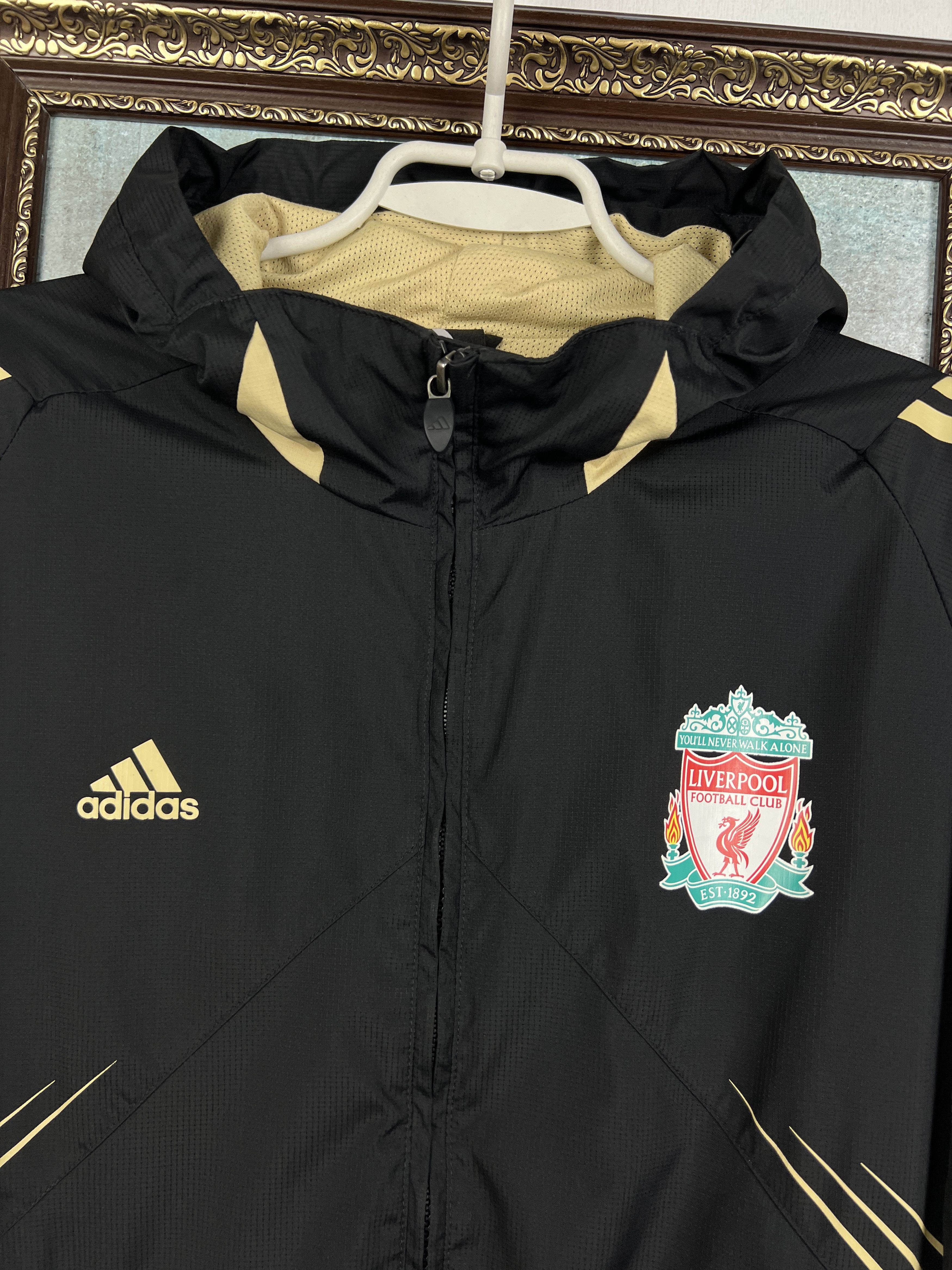 Adidas Liverpool Football Hooded Jacket Soccer Track Top Zip Size US XL / EU 56 / 4 - 3 Thumbnail