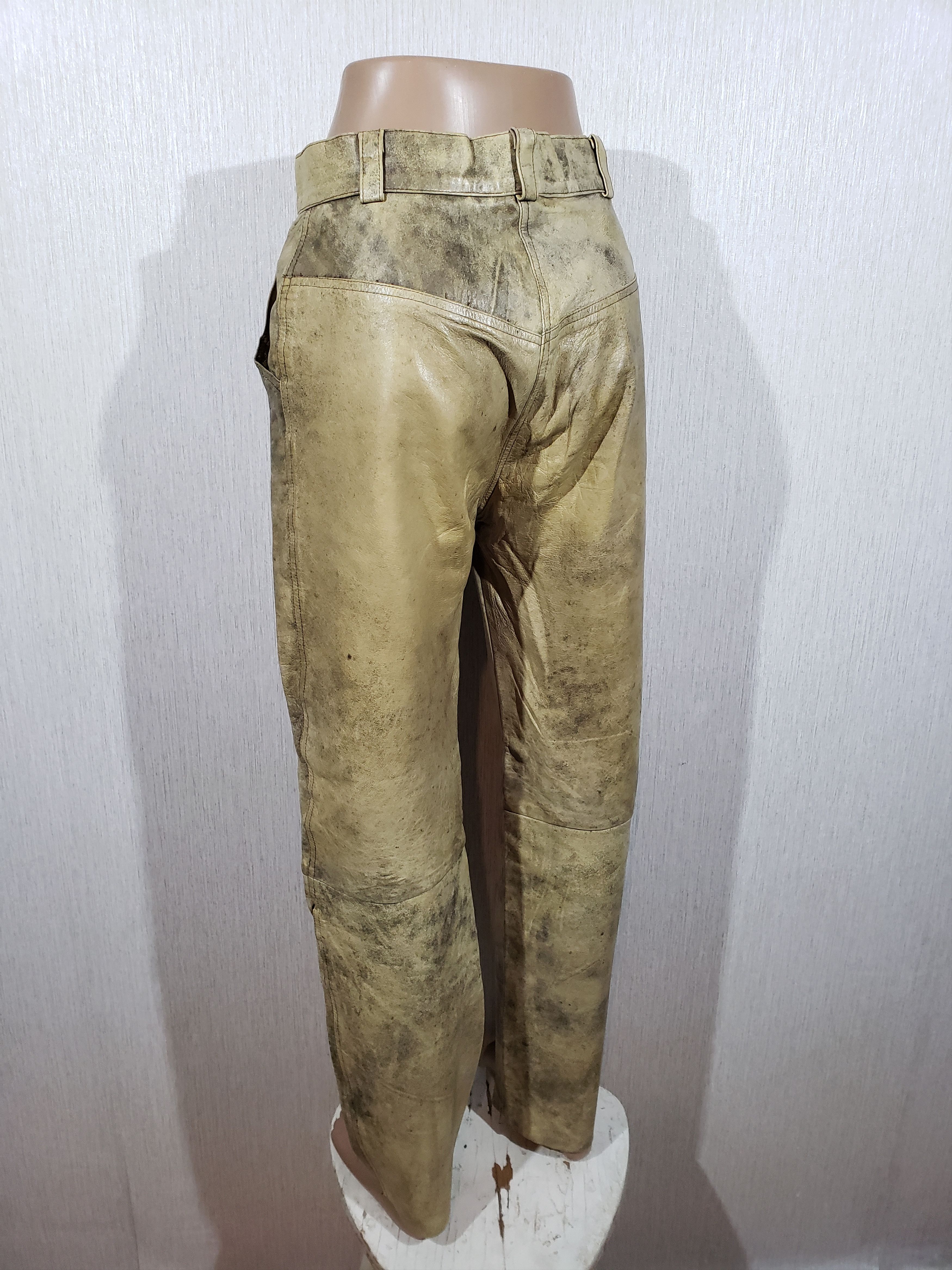 Genuine Leather Brown women's pants with pockets. Size 28" / US 6 / IT 42 - 7 Thumbnail