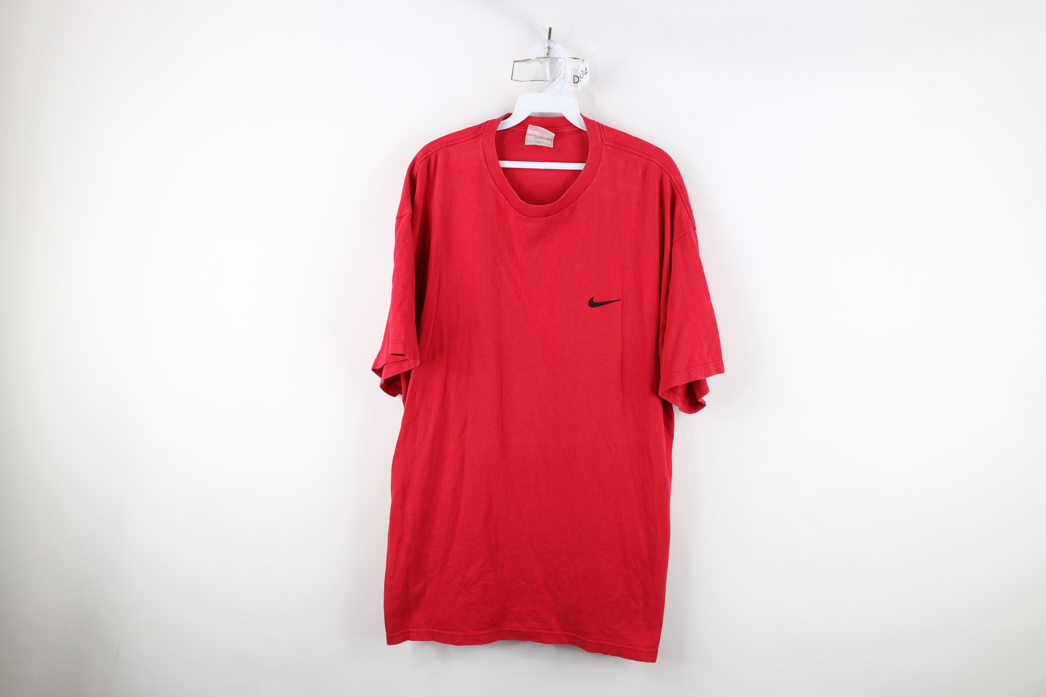 Nike × Vintage Vintage 90s Nike Scott Mini Swoosh T-Shirt Red Cotton USA Size US XL / EU 56 / 4 - 1 Thumbnail