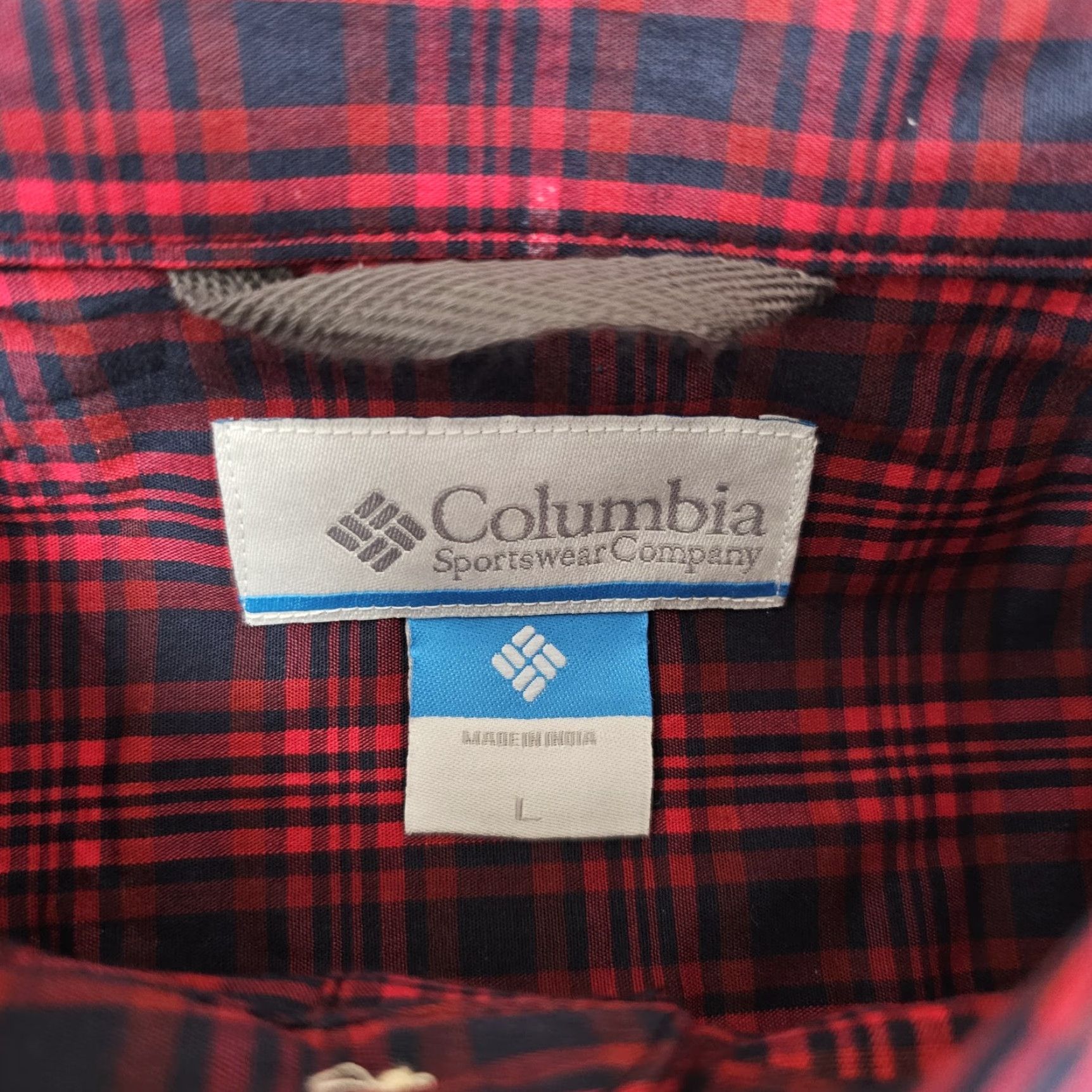 Vintage Columbia Rapid River Shirt Mens Large Red Navy Plaid Long Sleeve Button Front Size US L / EU 52-54 / 3 - 5 Thumbnail