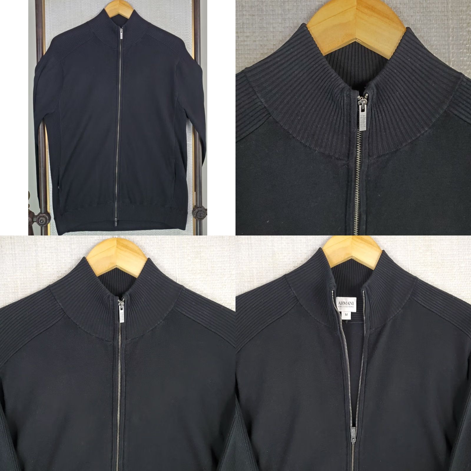Armani ARMANI COLLEZIONI Mens Silk Blend Full Zip Cardigan Jacket Sweater Black Medium Size US M / EU 48-50 / 2 - 8 Thumbnail