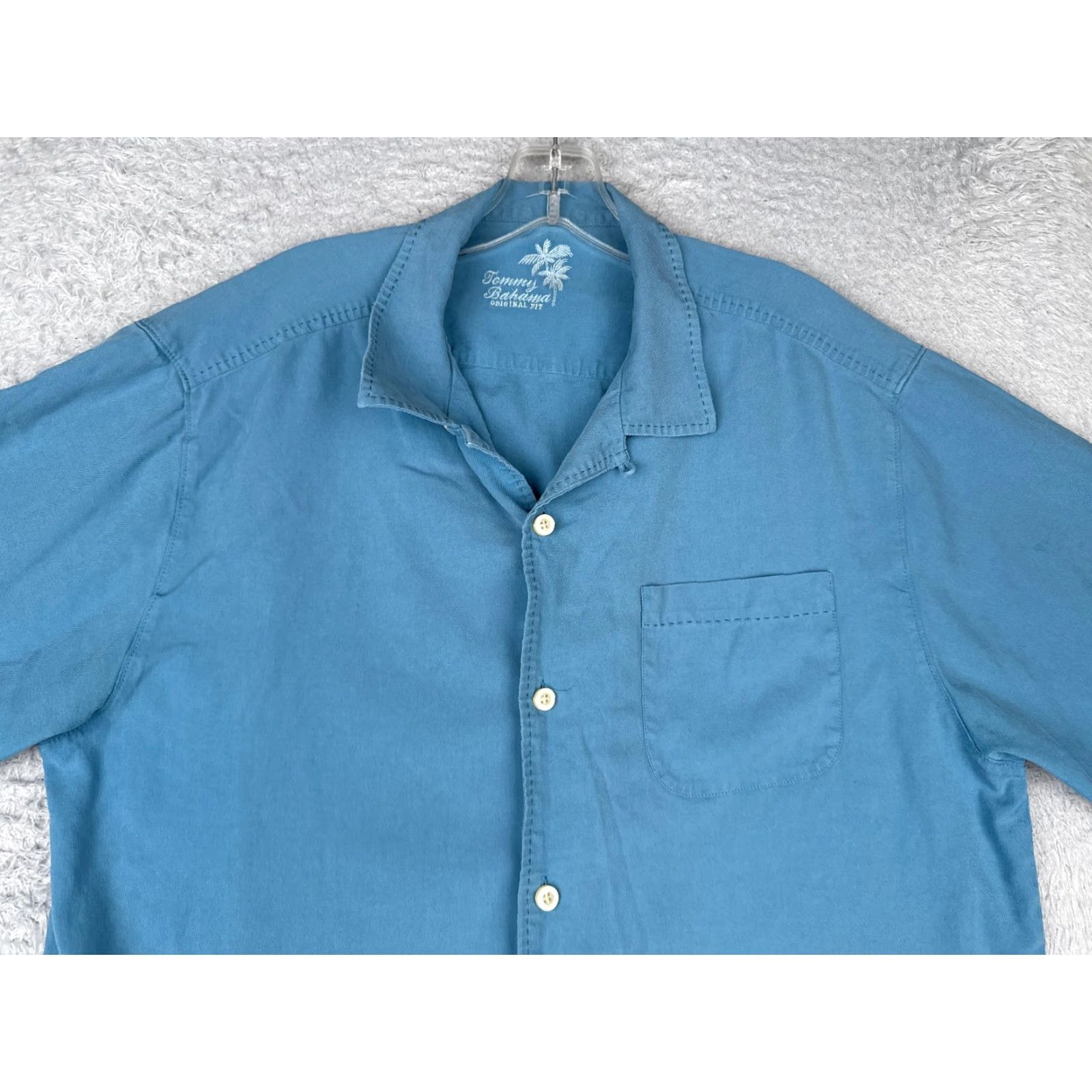 Tommy Bahama Tommy Bahama Shirt Men Large Blue 100% Silk Button Up Hawaiian Camp Pocket Mens Size US L / EU 52-54 / 3 - 4 Thumbnail