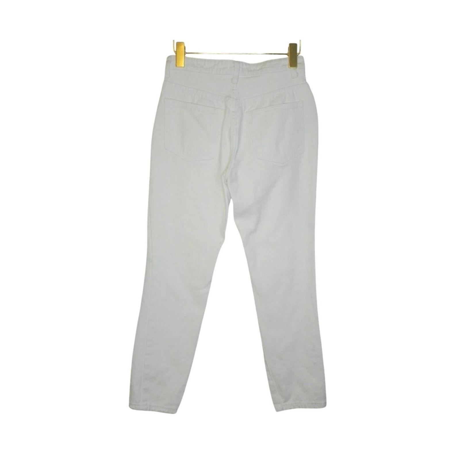 superdown Superdown White Cropped Mom Jeans Straight Leg Distressed 26 Size 26" / US 2 / IT 38 - 2 Thumbnail