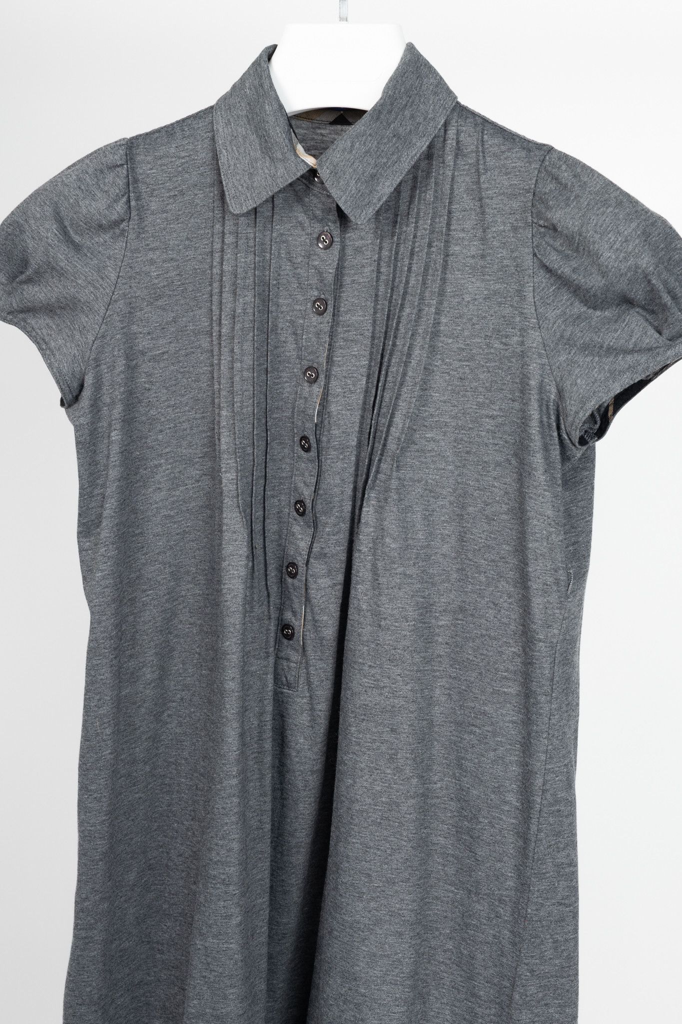 Burberry Burberry Blue Label Grey-Jersey Pintuck Flare-Hem Polo Dress Size S / US 4 / IT 40 - 3 Thumbnail