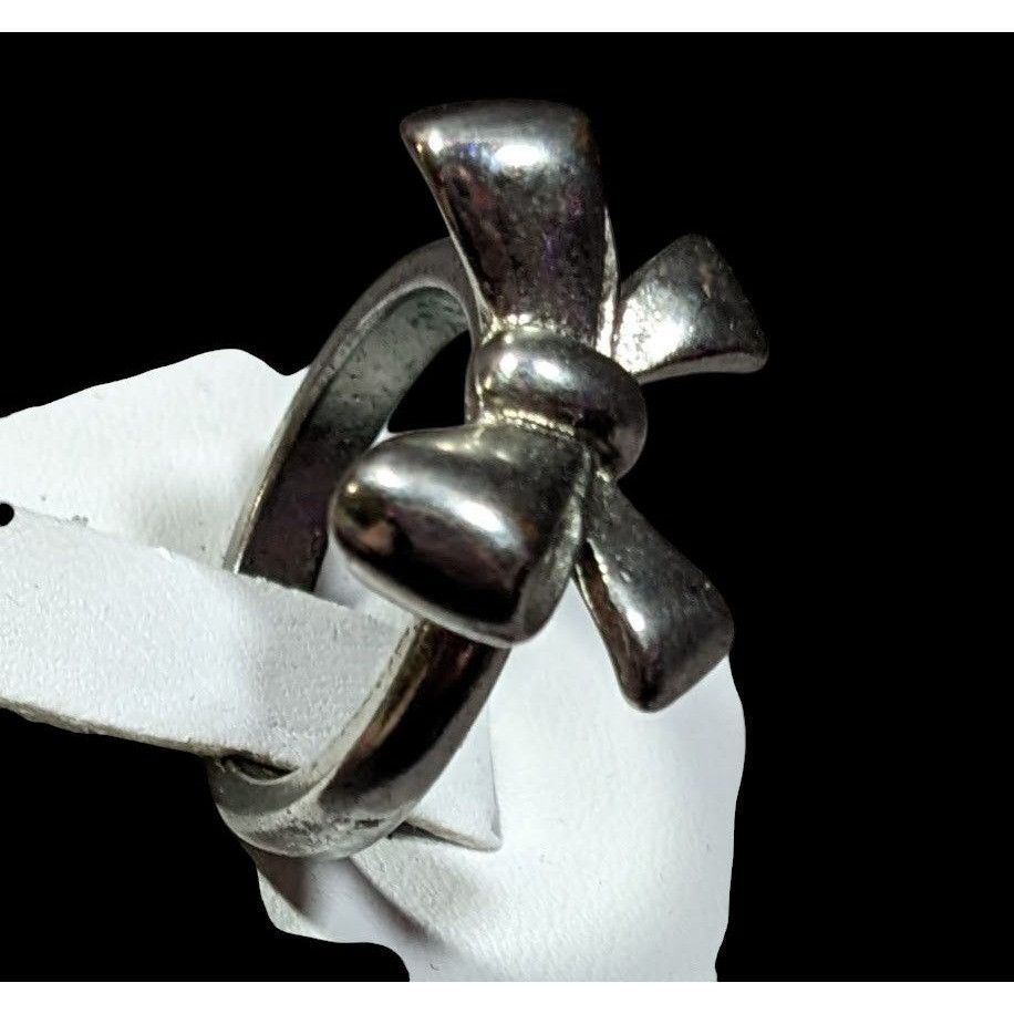 Other Vintage Coquette Silver Tone Bow Ring Size 7 1/2 Size ONE SIZE - 4 Thumbnail