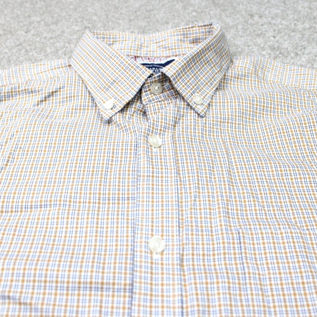 Charles Tyrwhitt Charles Tyrwhitt Shirt Mens Large Beige Blue Red Check Button-Down Long Sleeve Slim Classic Fit Built-In Non-Iron Size US L / EU 52-54 / 3 - 5 Thumbnail