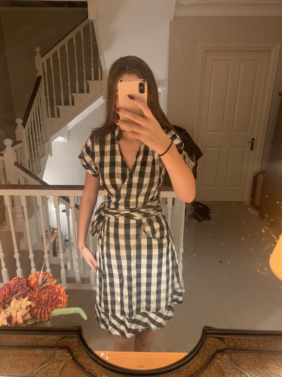 Jaeger Jaeger Black and White Checkered Mid-Length Dress Size M / US 6-8 / IT 42-44 - 2 Thumbnail