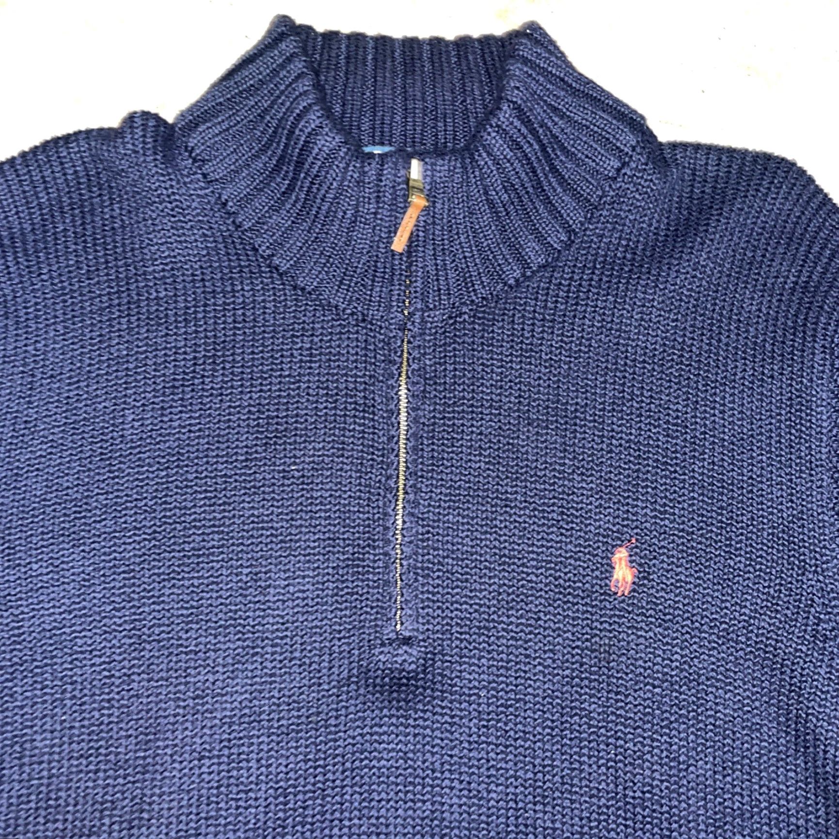 Polo Ralph Lauren POLO RALPH LAUREN Sweater Half Zip Men 2XL Blue Knit Pullover Size US XXL / EU 58 / 5 - 2 Thumbnail