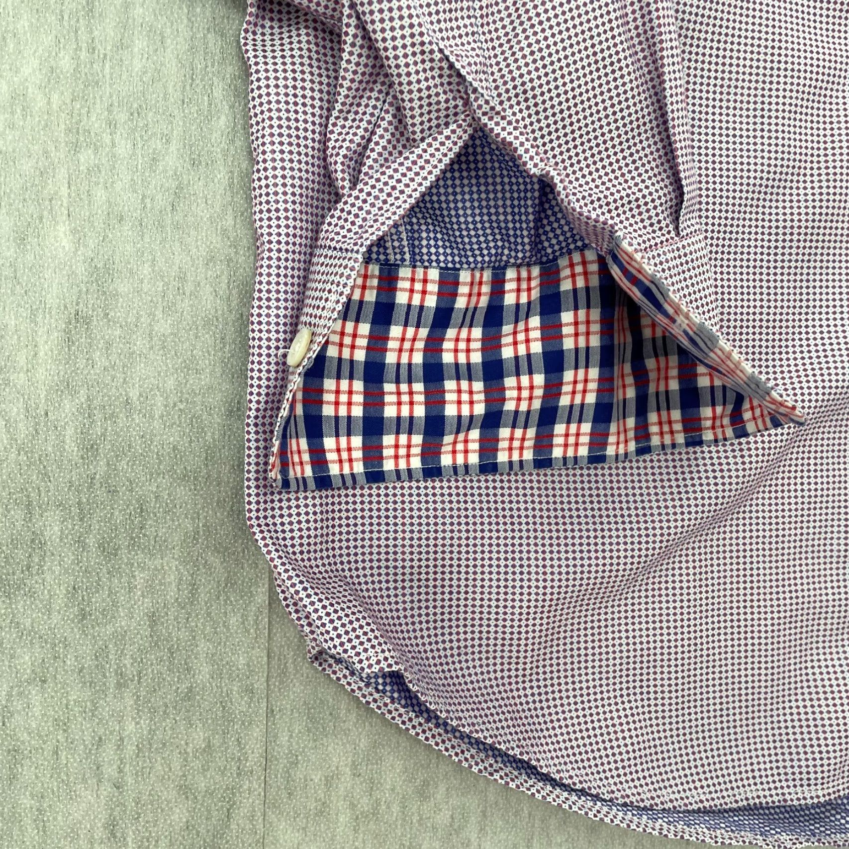Canali VINTAGE Canali Dress Shirt Adult XL Red Blue Argyle Button Up Long Sleeve Made in Italy Mens Size US XL / EU 56 / 4 - 5 Thumbnail