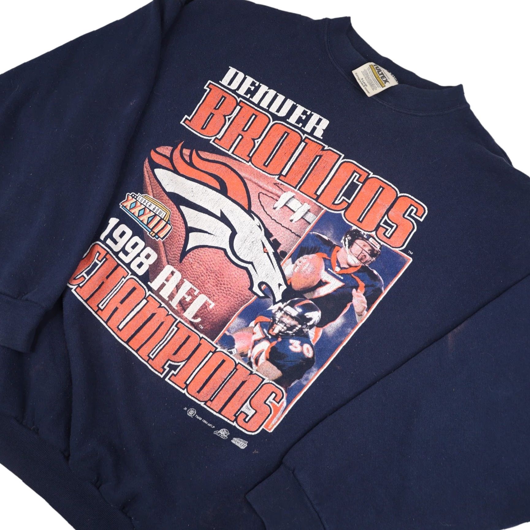 NFL VINTAGE 90s Denver Broncos Mens XL Champions Graphic Sweatshirt Blue Size US XL / EU 56 / 4 - 2 Thumbnail