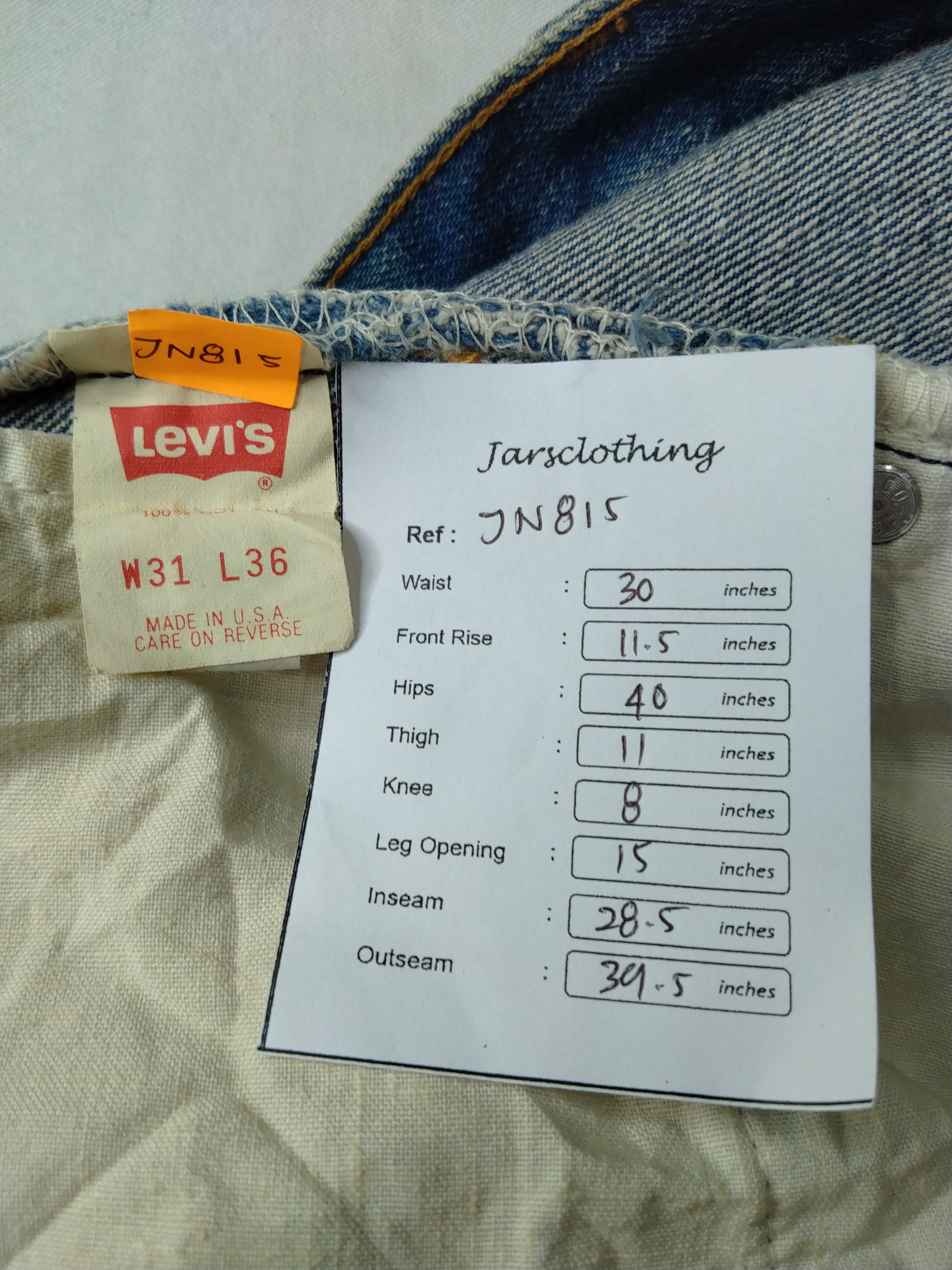 Levi's 90s Blue Wash Vintage Levi's 501 USA Denim 30x28.5 -JN815 Size US 30 / EU 46 - 8 Thumbnail