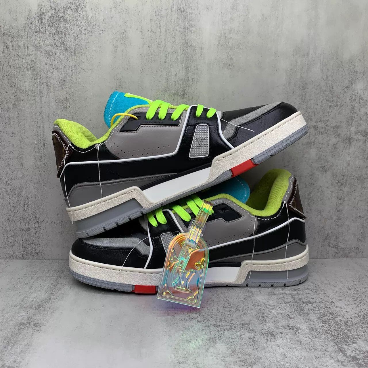 Louis Vuitton Louis Vuitton Trainer SS Black Cement/Blue Black US6/EU40 Size US 7 / EU 40 - 3 Thumbnail