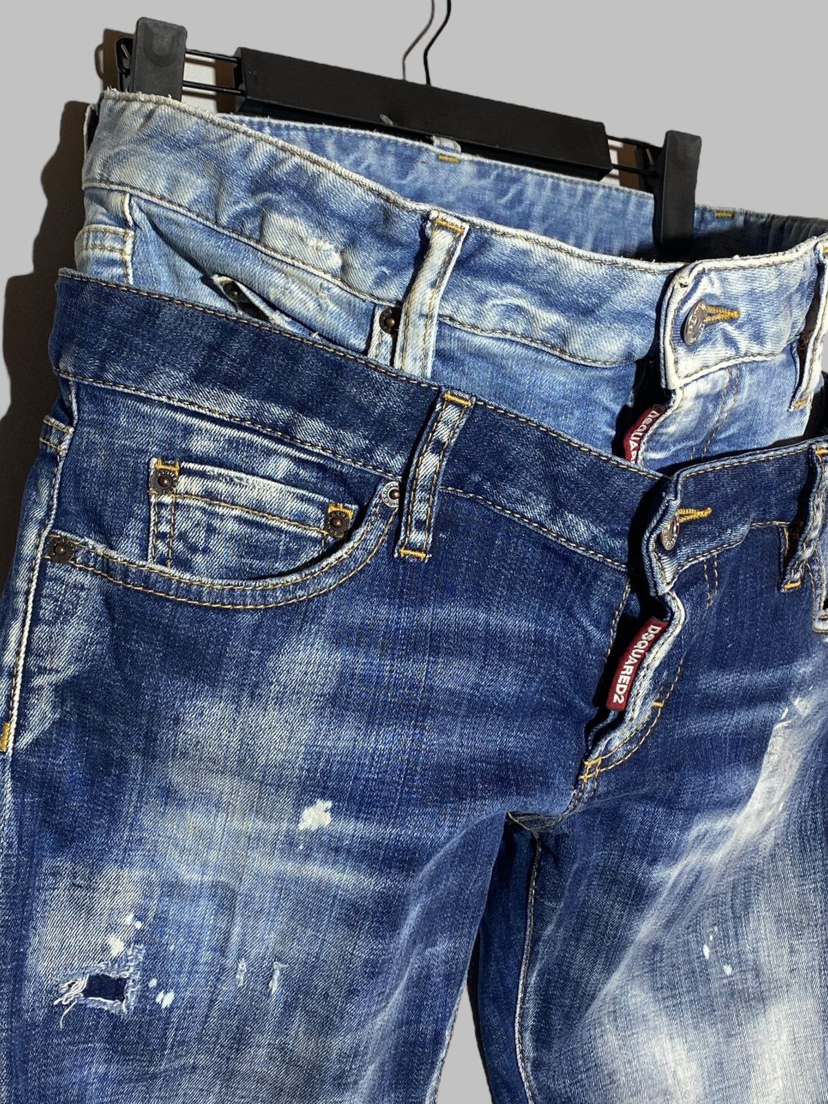 Dsquared2 Dsquared2 Twin Pack Layered Jeans Distressed Washed Denim Size 28" / US 6 / IT 42 - 11 Thumbnail