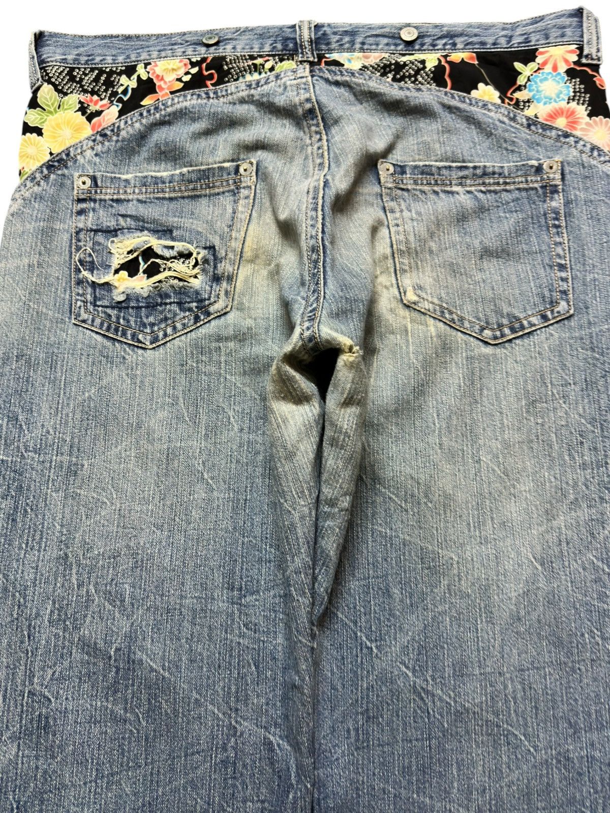 JNCO Vintage Japanese Brand Baggy Floral Sashiko Boro Style Jeans Size US 41 - 5 Thumbnail