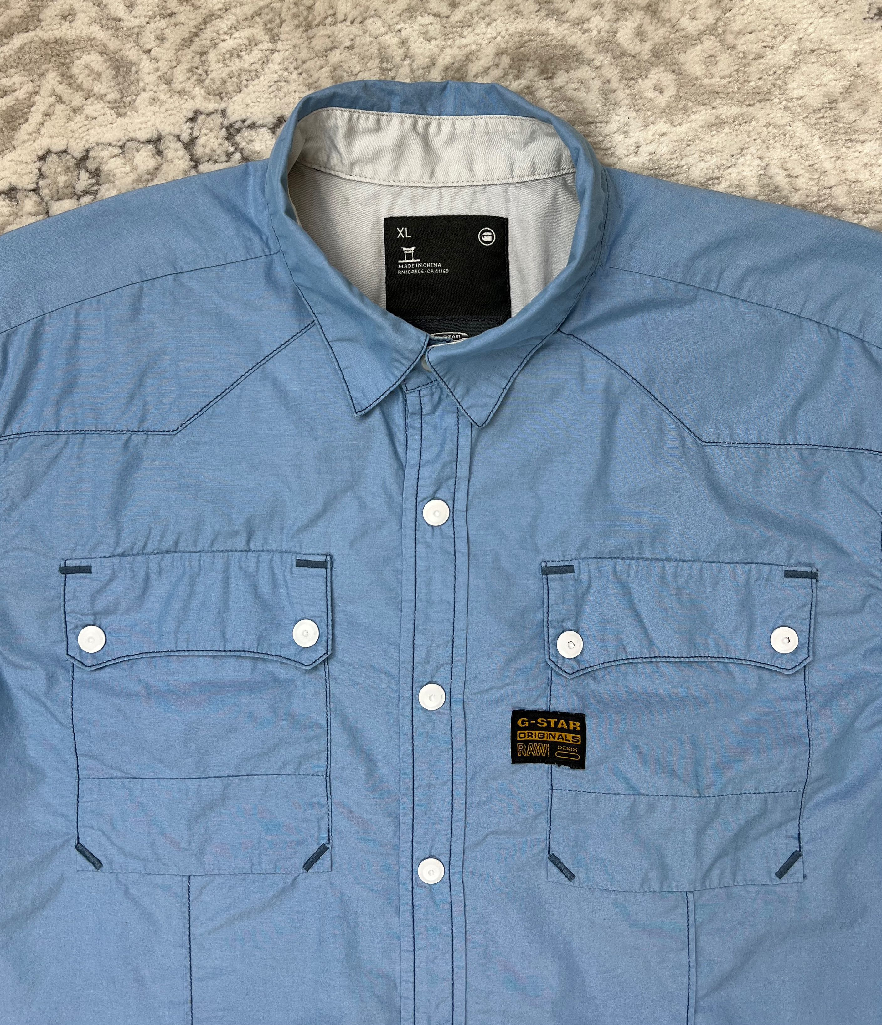 G-Star G-Star RAW Strike Shirt S/S Blue Workwear Style Size US M / EU 48-50 / 2 - 2 Thumbnail