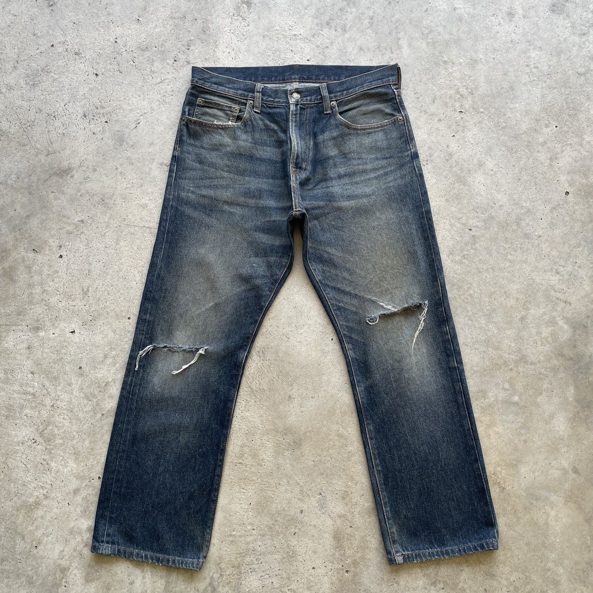 image of Distressed Denim x Jean Gu Distressed Rusty Faded Denim Jeans Pants in Faded Blue (Size 33)