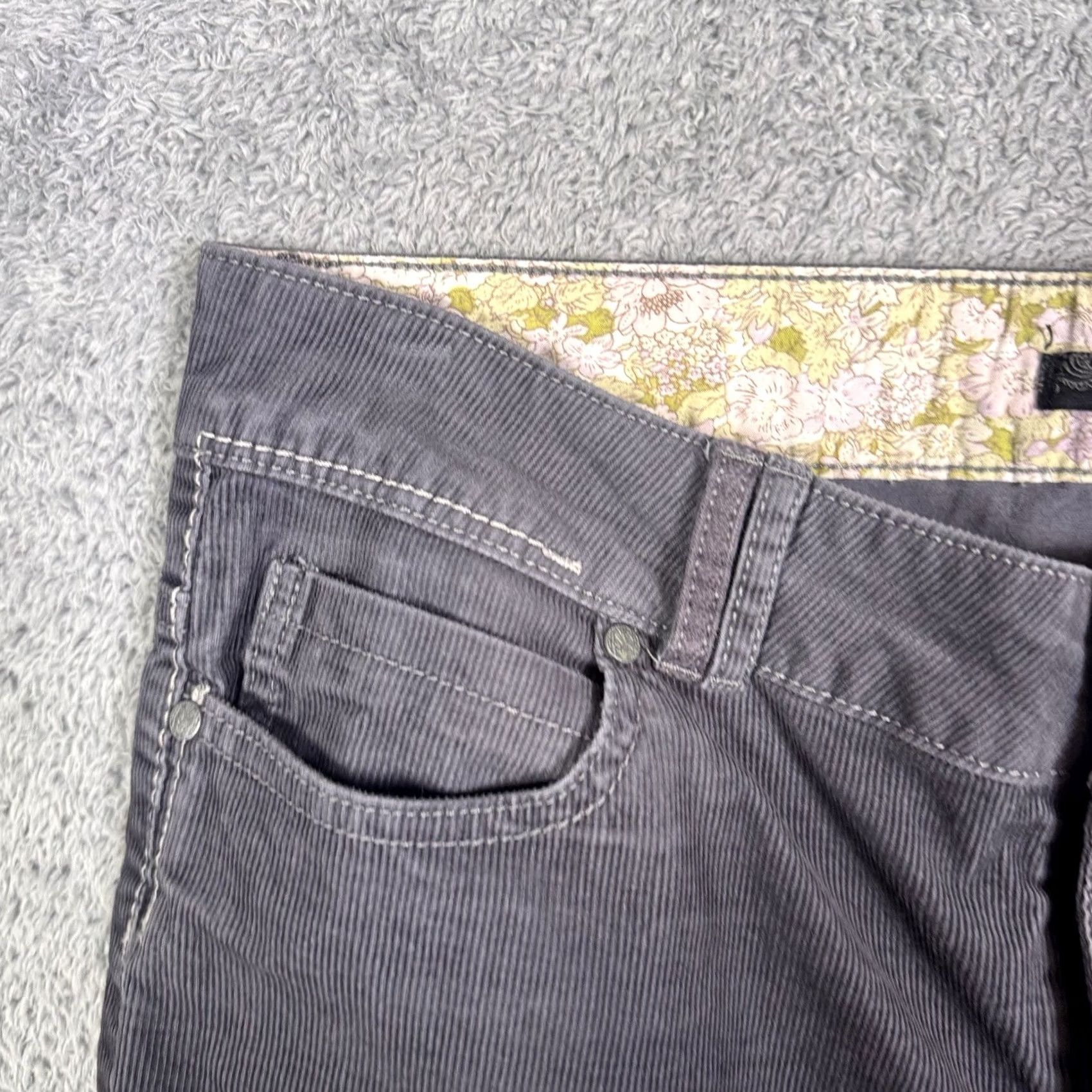 Prana Prana Corduroy Pants Women’s 10 Gray Casual Hike Gorpcore Trouser Floral Waist Size 32" / US 10 / IT 46 - 3 Thumbnail