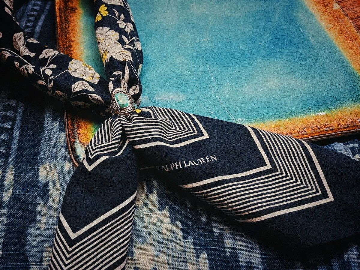 Ralph Lauren INDIGO Printed Bandana COTTON Green Scarf handkerchief Size ONE SIZE - 13 Thumbnail