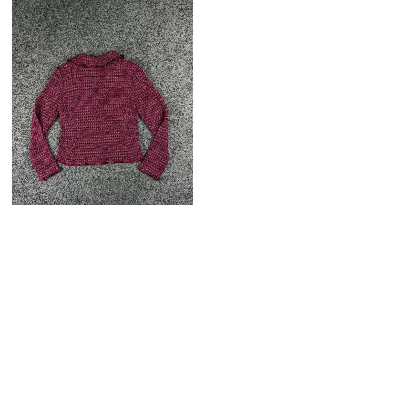 St. John St. John Collection Blazer Jacket Sz S Pink Bouclé Knit Fringe Trim Gold Buttons Women Size S / US 4 / IT 40 - 9 Thumbnail