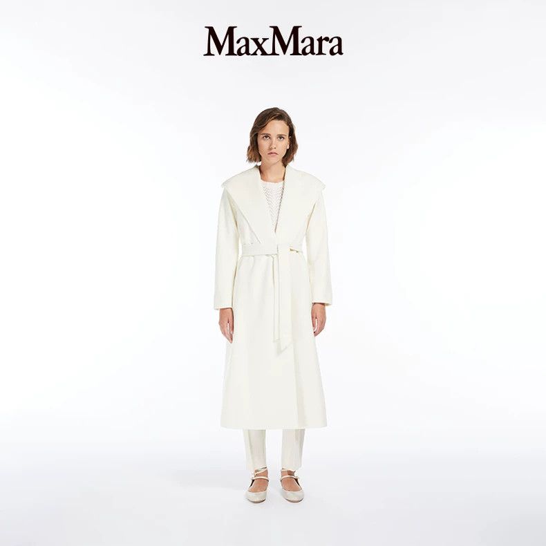 Max Mara Women's sheep-wool white lace-up coat