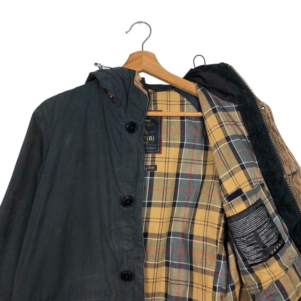 Barbour 📌Vintage Wax Jacket Barbour England Oilskin Blanket Tartan Size US M / EU 48-50 / 2 - 14 Thumbnail