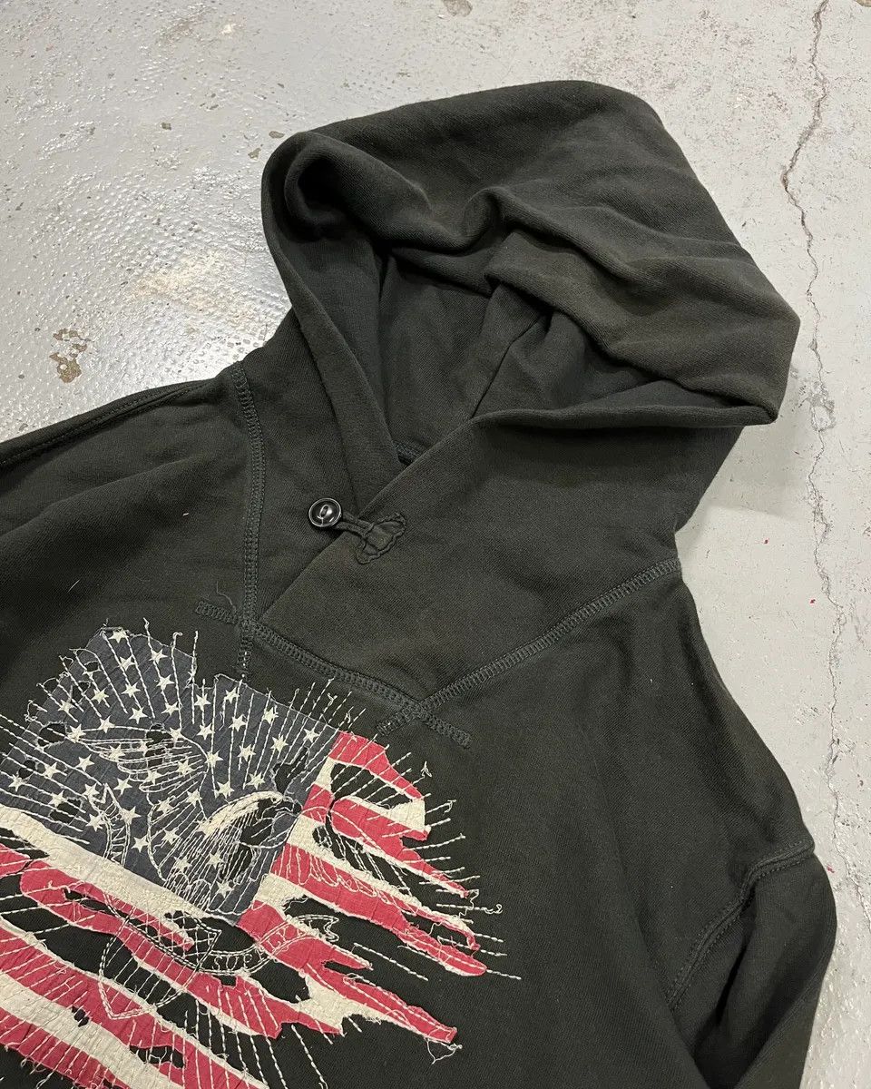 Polo Ralph Lauren 2010s Ralph Lauren Olive Distressed American Flag Hoodie Size M / US 6-8 / IT 42-44 - 5 Thumbnail