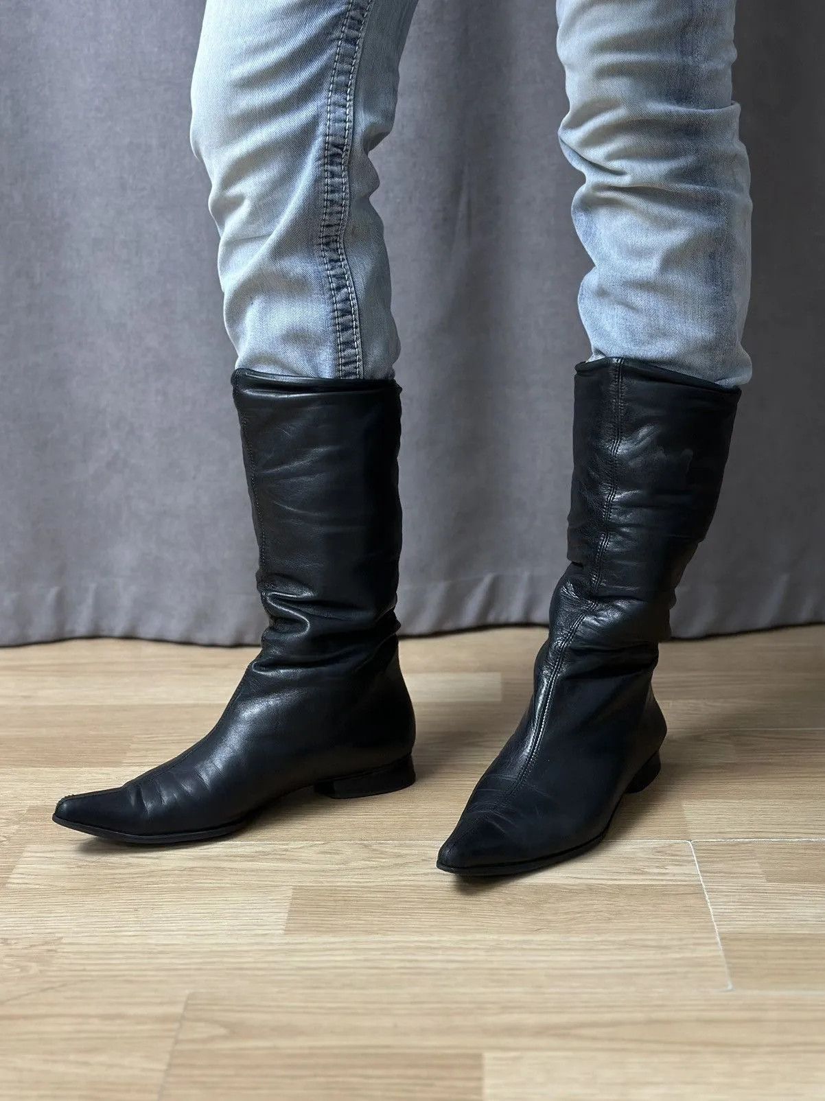If Six Was Nine Vintage Western Cowboys Leather Boots High Heels Y2k Rare Size US 7 / IT 37 - 9 Thumbnail