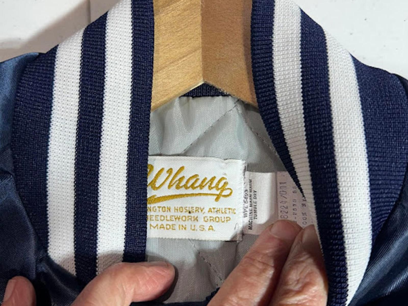 Wrangler Vintage Whang Satin Varsity Bomber Jacket Navy Blue Size US M / EU 48-50 / 2 - 5 Thumbnail