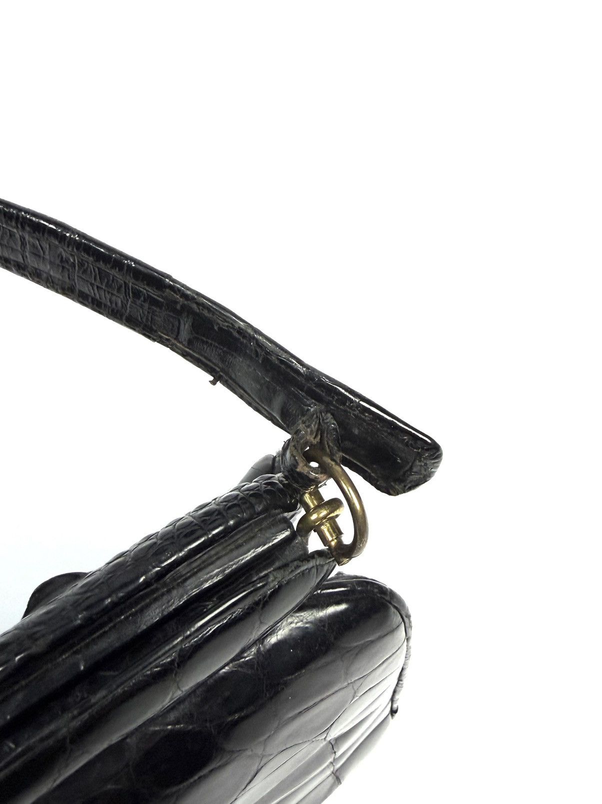 Vintage 1950-60s Genuine Crocodile Hornback Frame Top Handbag Exotic Size ONE SIZE - 19 Thumbnail
