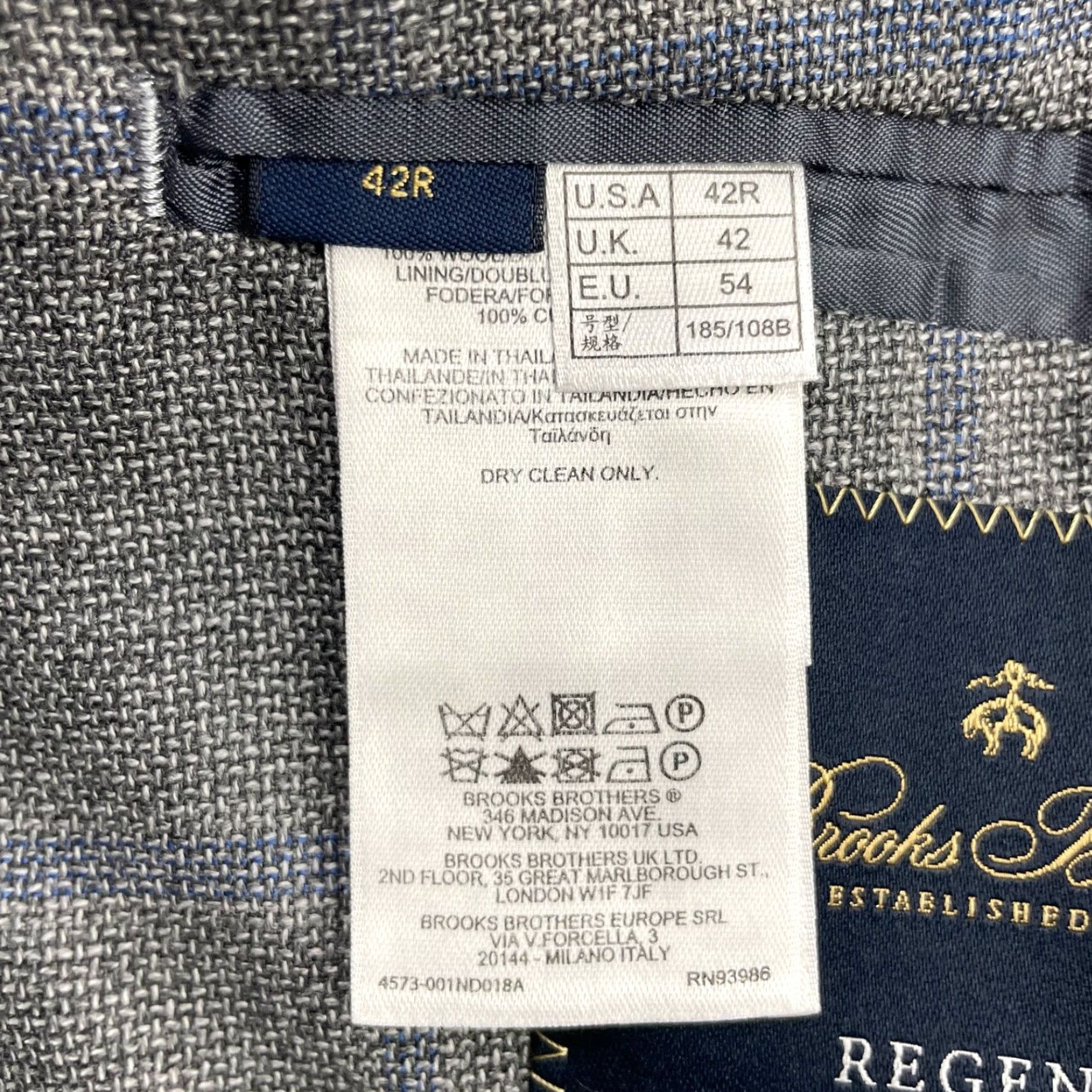 Brooks Brothers VINTAGE Brooks Brothers Blazer 42R Men Wool Plaid Notch Lapel 2-Button 4-Button Sleeve Double-Vented Gray Blue Windowpane Regular Fit Jeg/Nope Size 42R - 6 Thumbnail