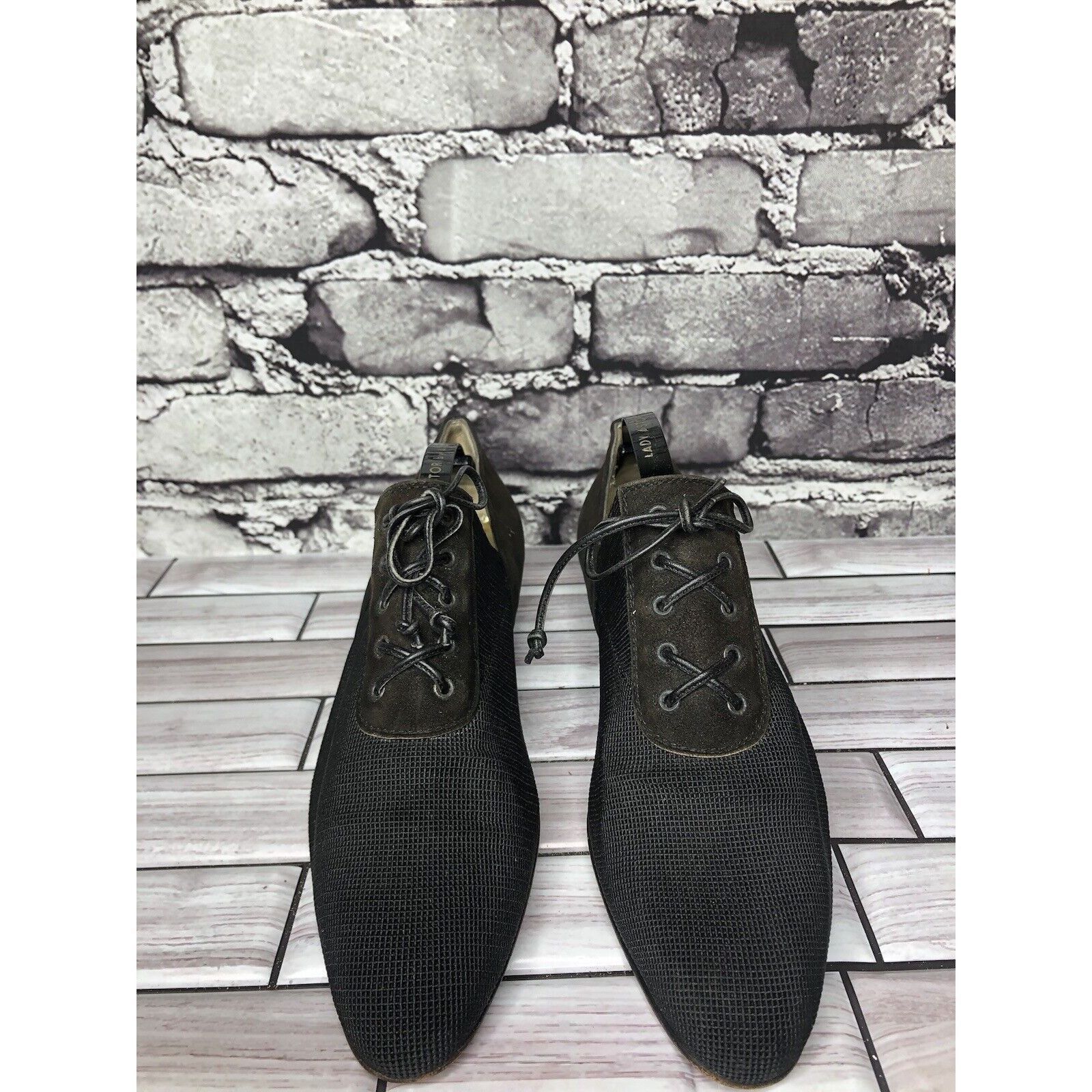 Walter Steiger Walter Steiger Black Suede Leather Lace Up Low Heel Oxfords Size US 5.5 / IT 35.5 - 8 Thumbnail