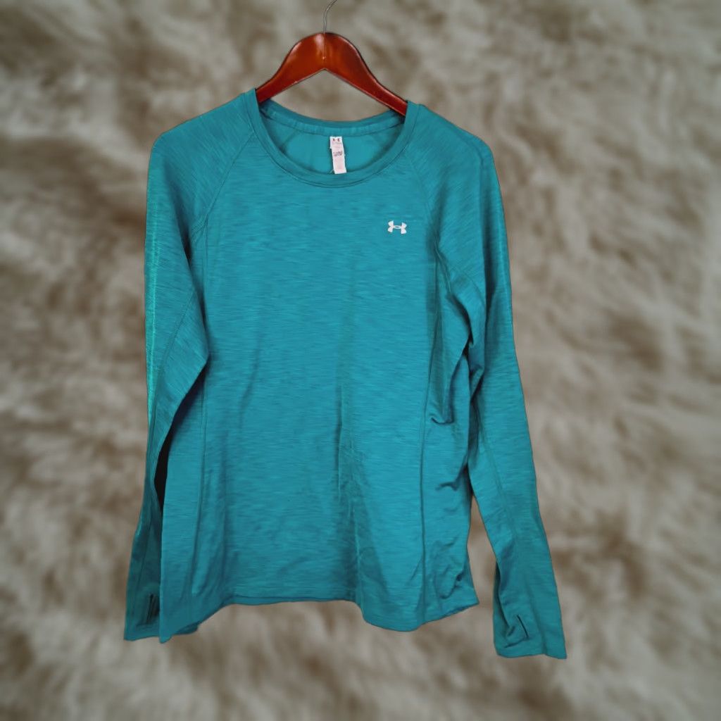 Under Armour Under Armour ColdGear Long Sleeve Shirt Womens Small Green Running & Jogging Pullover Modern Activewear Size S / US 4 / IT 40 - 1 Thumbnail