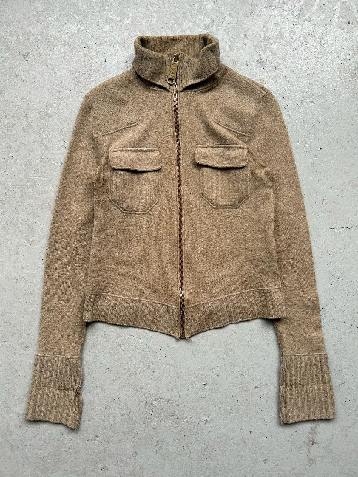 Dolce & Gabbana Dolce & Gabbana Tan Lana Merino Wool Zip Up Size US M / EU 48-50 / 2 - 1 Thumbnail