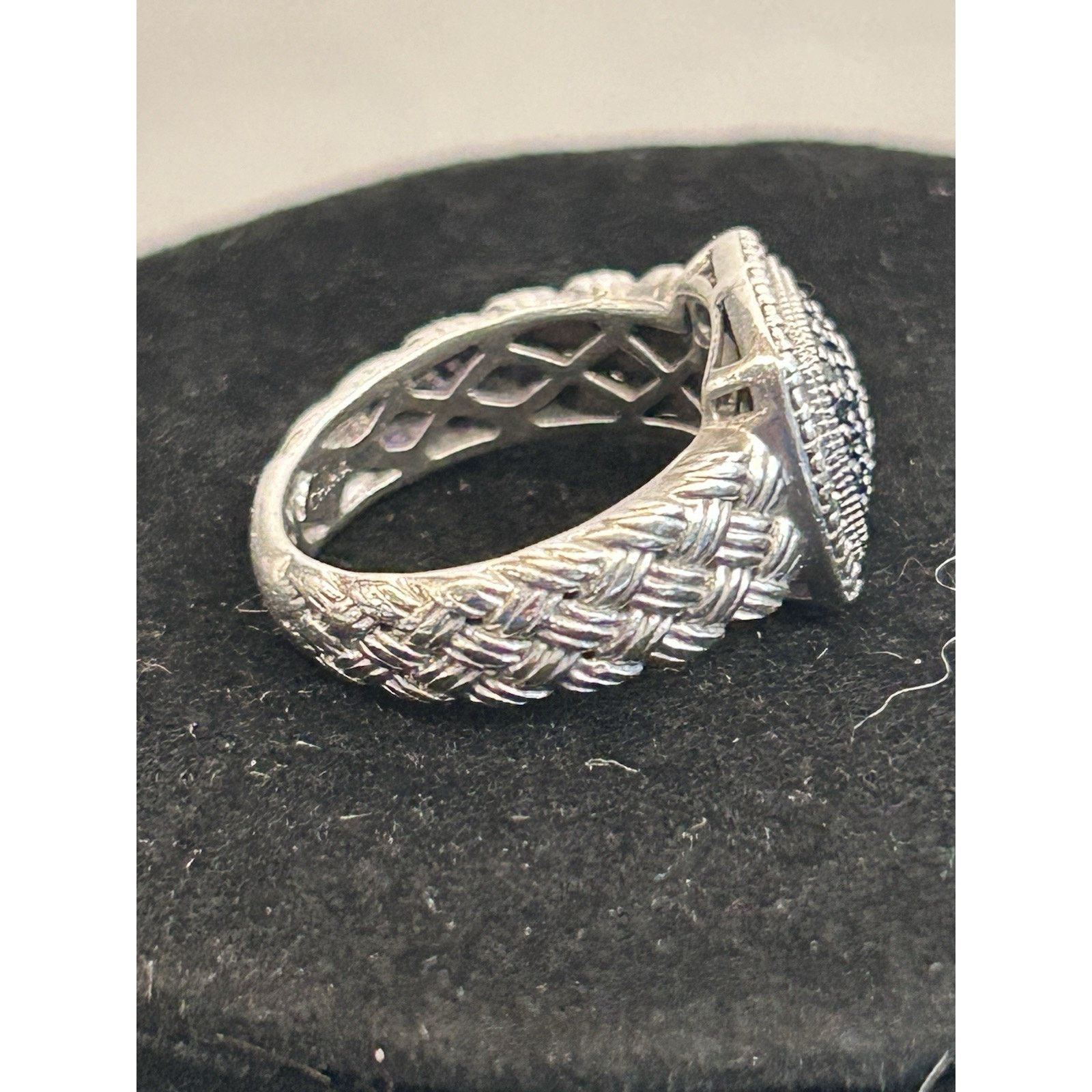 Other Sterling Silver Blue Diamond Cluster Ring Size 7 Designer JS Size ONE SIZE - 2 Thumbnail