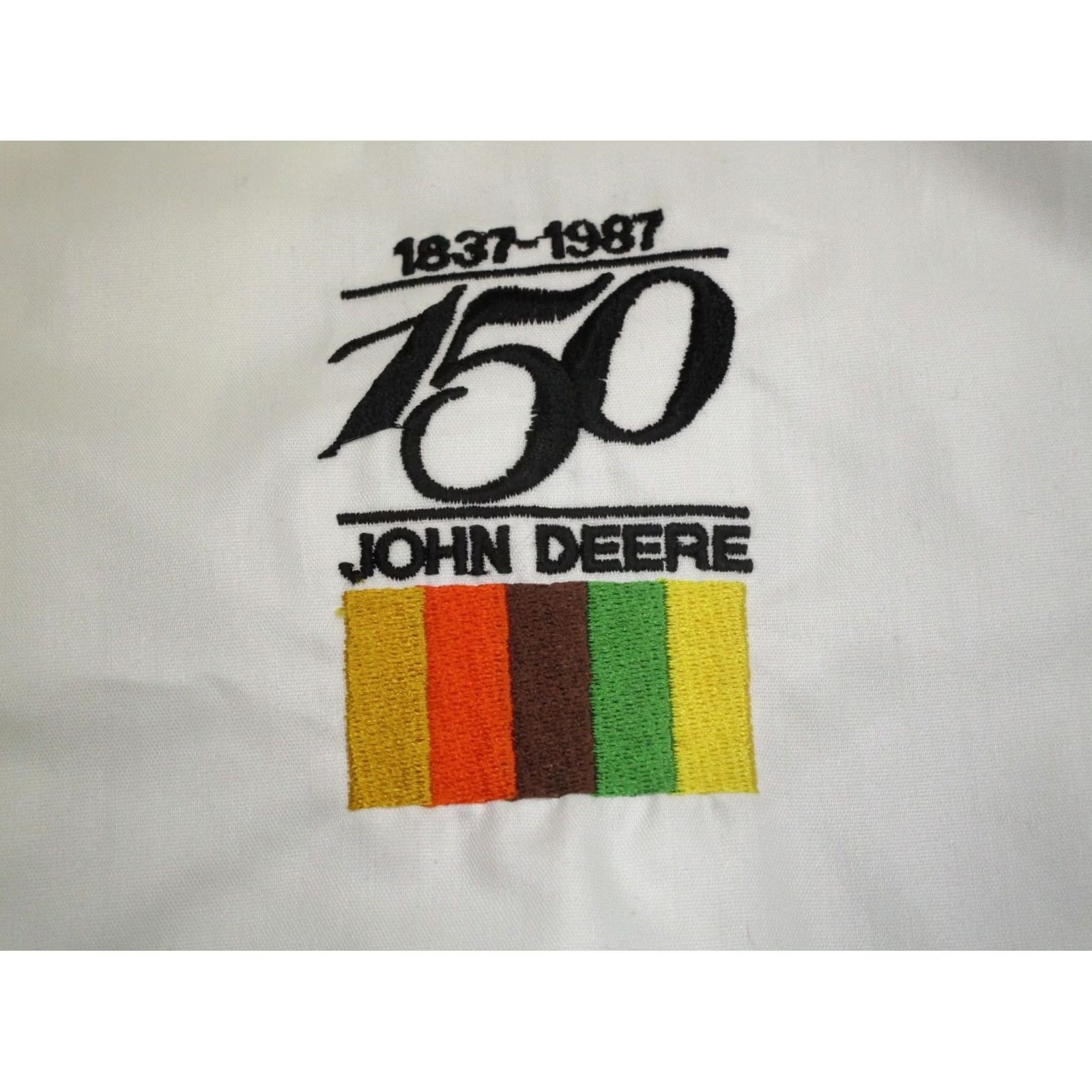 John Deere VINTAGE John Deere Windbreaker Jacket Mens XL White USA 80s Windbreaker Logo Pockets All Seasons Full Zip Lightweight Size US XL / EU 56 / 4 - 3 Thumbnail